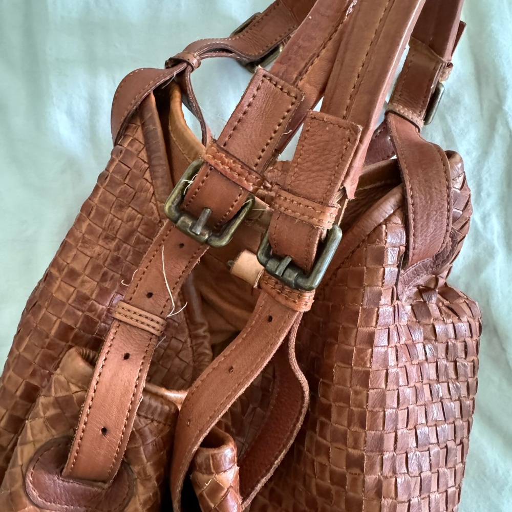 Valentina Woven Leather Tote Handbag - Picture 6 of 12